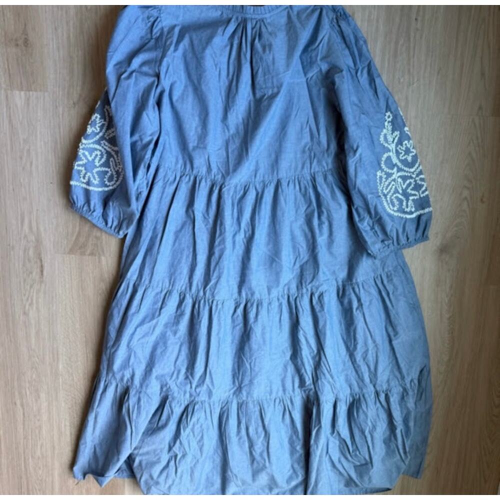 Tuckernuck Embroidered Chambray Long Sleeve Salty Paloma Caftan 3XL - Picture 3 of 8